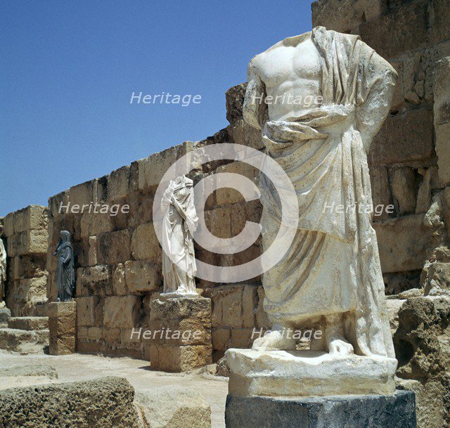 Roman statues in the gymnasium in Salamis, 3rd century. Artist: Unknown
