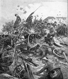 Japanese troops storming Russian Fort, Russo-Japanese War, 1904-5. Artist: Unknown