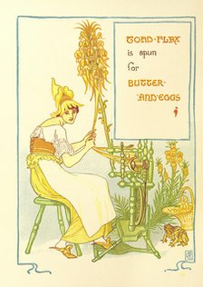Toad-flax is spun for Butter-And-Eggs, 1899.  Creator: Walter Crane.