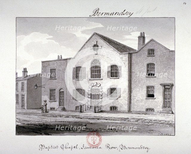 View of the Baptist Chapel on Jamaica Row, Bermondsey, London, 1826. Artist: John Chessell Buckler