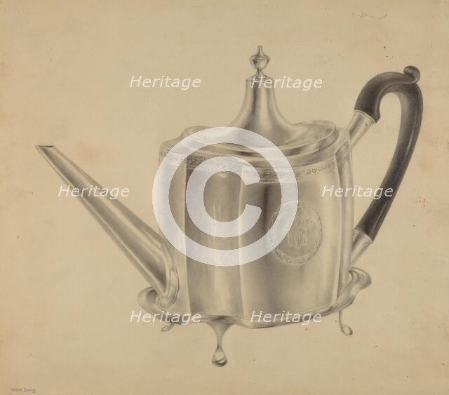 Silver Teapot, c. 1938. Creator: Hester Duany.