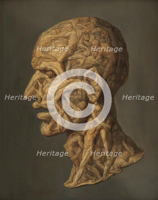 The head of a man composed of writhing nude figures. Creator: Filippo Balbi.