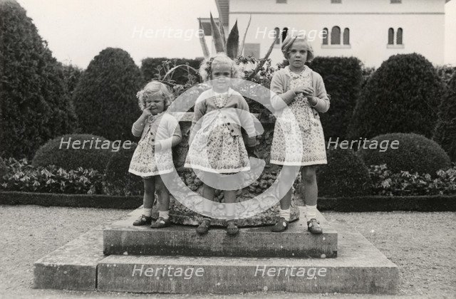Princesses Desiree, Birgitta and Margaretha of Sweden 1942. Artist: Karl Sandels