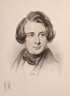 Portrait of Charles Dickens. Sketch of Dickens' sister Fanny, bottom left , 1842. Creator: Anonymous.
