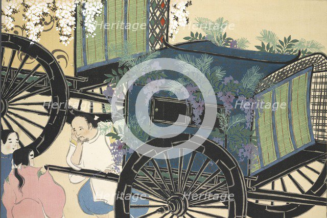 Hanazashi-guruma from Momoyo-gusa (The World of Things) Vol II, pub.1909 (colour block woodcut)