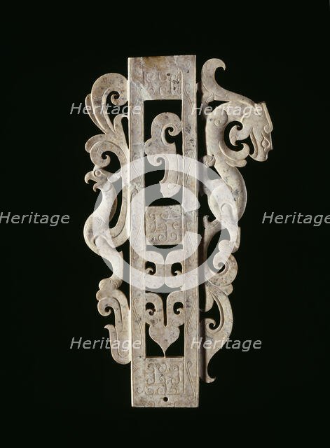 Sheath with Bird and Feline or Dragon, Warring States period to early..., 3rd/2nd cent. B.C. Creator: Unknown.