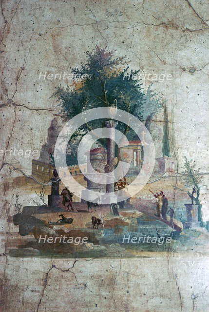 Roman wall-painting of a mythical landscape, c.1st century. Creator: Unknown.