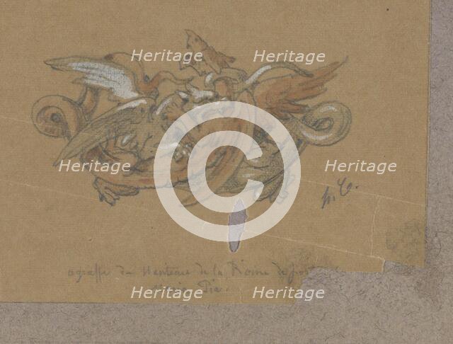 Design for a Buckle in the Shape of Two Fighting Chimeras, c.1864-c.1894. Creator: Henri Cameré.