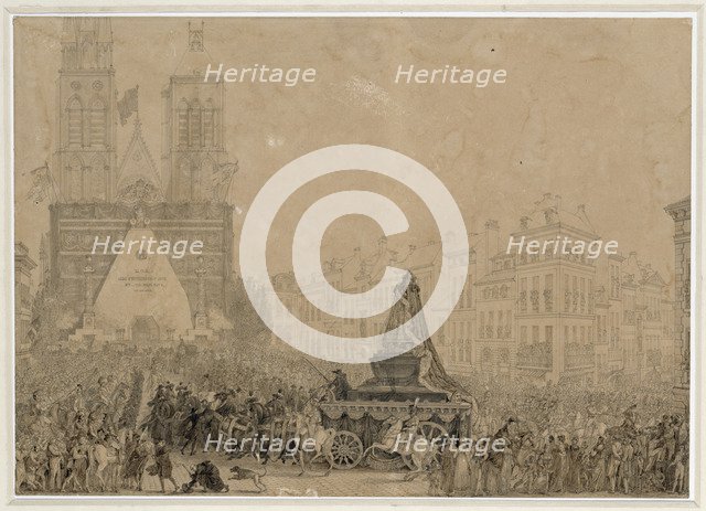 Arrival of the funeral procession with the remains of Louis XVI and Marie-Antoinette in Saint-Denis 