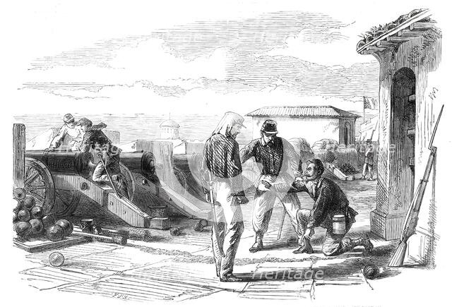 The Revolution in Sicily - discovery of a train leading to the powder magazine at the fort..., 1860. Creator: F. J. S..