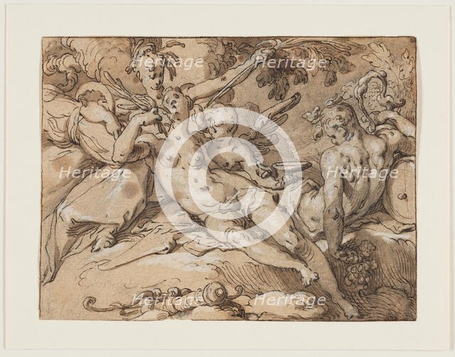 Venus and Bacchus (Without Ceres and Bacchus Venus would Frieze), 1590-95. Creator: Abraham Bloemaert.