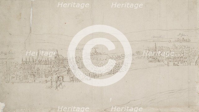 Panorama of London as seen from Southwark: Westminster, 1554. Artist: Anthonis van den Wyngaerde.