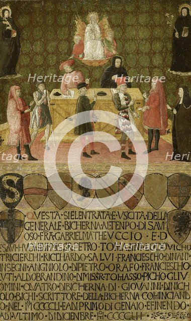 The office of the tax collector (Biccherna) of Siena, 1451-1452. Artist: Anonymous  