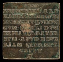 Inscription [reverse], c. 1499. Creator: Cristoforo Foppa.
