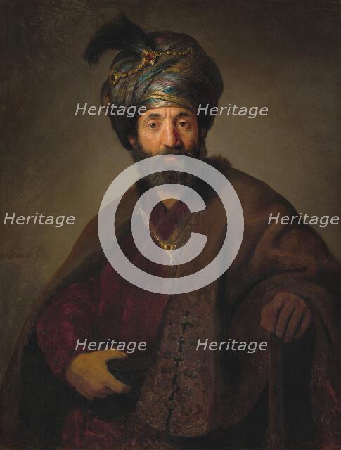 Man in Oriental Costume, c. 1635. Creators: Rembrandt Harmensz van Rijn, Workshop of Rembrandt.