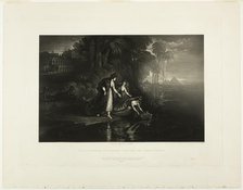 The Daughter of Pharoah Finding the Infant Moses, from Illustrations of the Bible, 1833. Creator: John Martin.