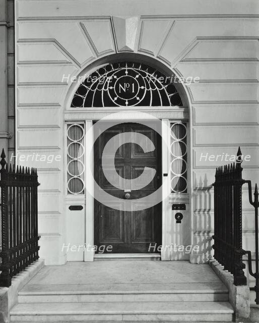 1 Upper Wimpole Street, Westminster LB, London: doorway, 1956. Creator: Unknown.