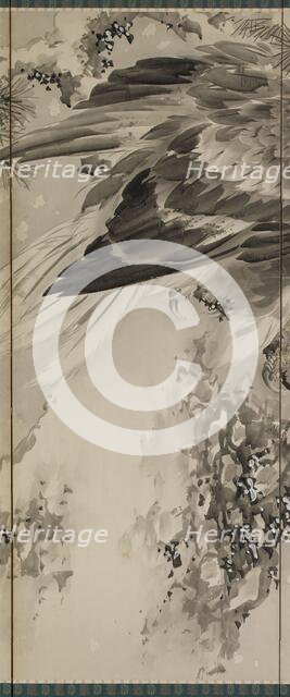 Eagle on a snowy pine, c.1850. Creator: Kishi Renzan.