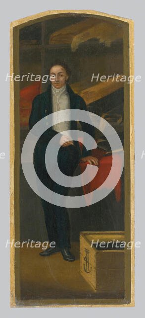 Textile merchant with bolts of cloth, 1816. Creator: Jozef Czauczik.