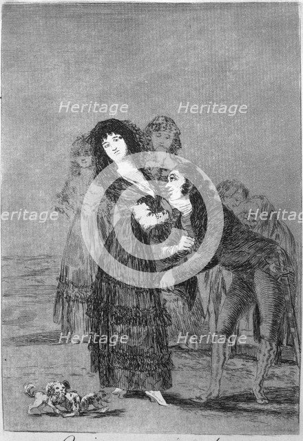 Los Caprichos, series of etchings by Francisco de Goya (1746-1828), plate 27: '¿Quién más rendido…