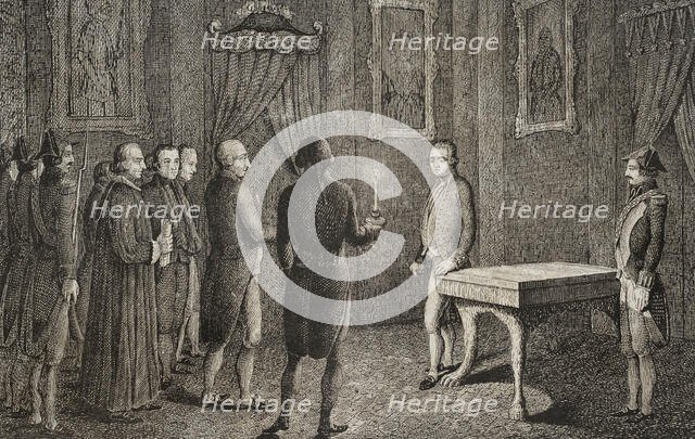 Arrest of the Prince of Asturias, The El Escorial Conspiracy, 1807, (1851). Creator: Unknown.