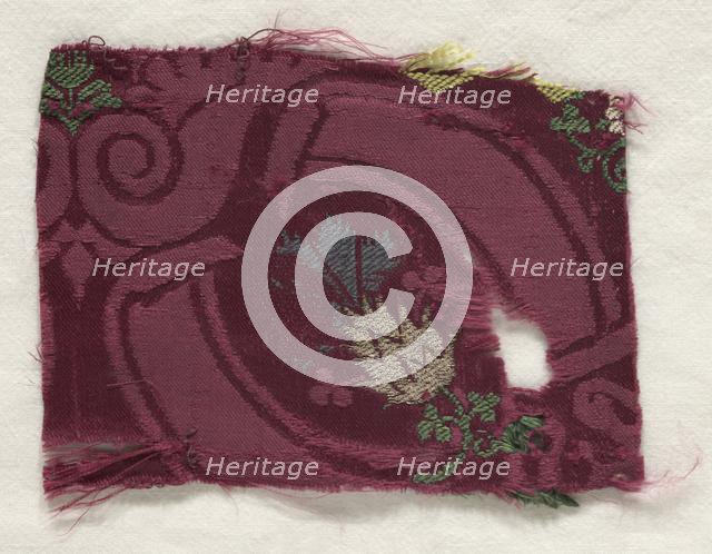 Fragment of Silk Textile, 18th century. Creator: Unknown.
