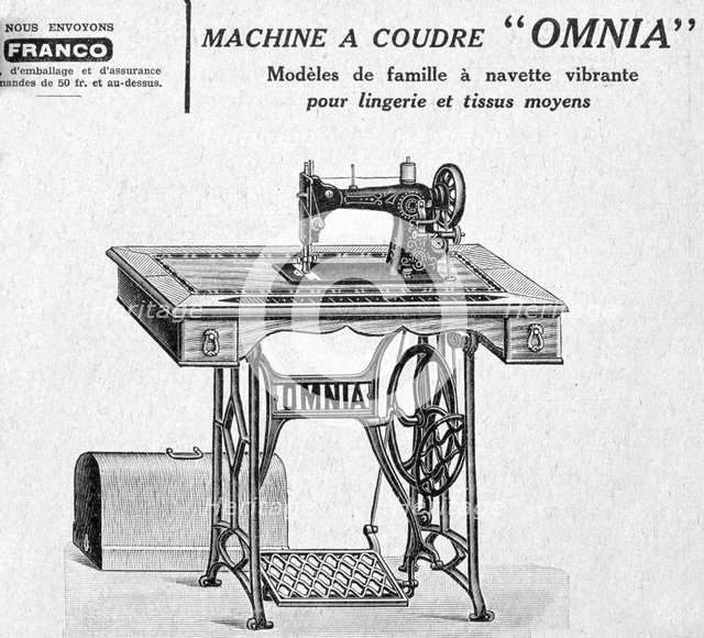 'Omnia' sewing machines advertisement, 20th century. Artist: Unknown