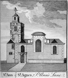 St Anne and St Agnes, Gresham Street, City of London, 1750.                           Artist: Anon