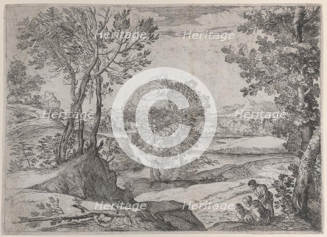 A family seated by a river, 1643. Creator: Giovanni Francesco Grimaldi.