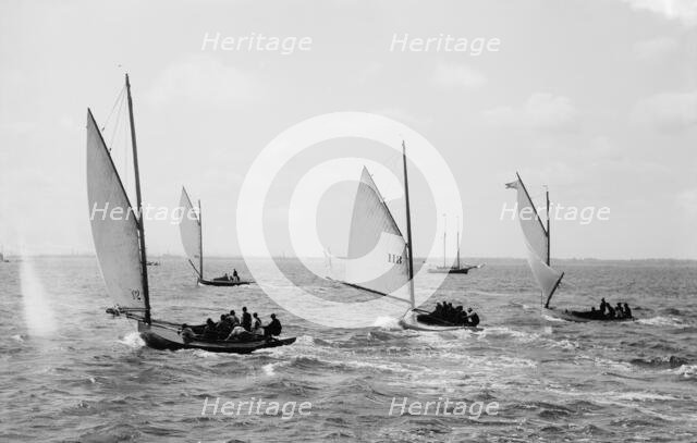 Henry Dauer, May F., and Homing, view at start, regatta, yacht racing assn. [association], 1891 Sept Creator: John S Johnston.