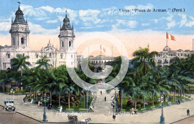 Plaza de Armas, Lima, Peru, early 20th century. Artist: Unknown