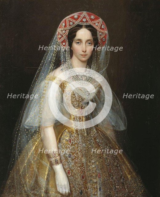 Portrait of Grand Duchess Maria Alexandrovna (1824-1880), future Empress of Russia, 1840s.  Creator: Makarov, Ivan Kosmich (1822-1897).