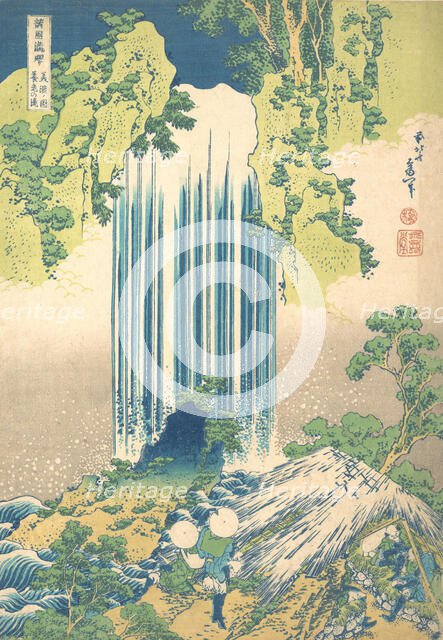 Yoro Waterfall in Mino Province (Mino no Yoro no taki), from the series A Tour of Wate..., ca. 1832. Creator: Hokusai.