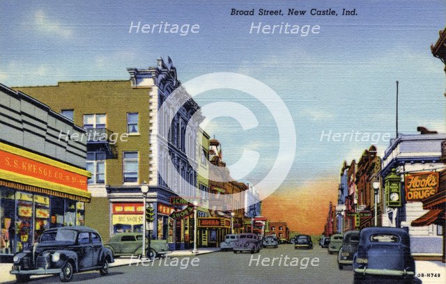 Broad Street, New Castle, Indiana, USA, 1940. Artist: Unknown