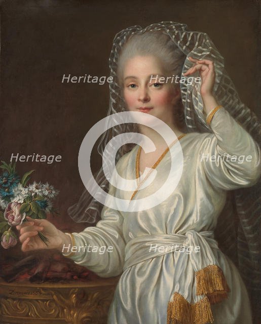 Portrait of a Young Woman as a Vestal Virgin, 1767. Creator: Francois Hubert Drouais.