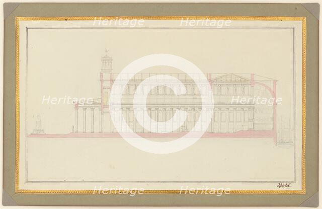 Longitudinal Section of a Cathedral for Berlin, 1827. Creator: Karl Friedrich Schinkel.