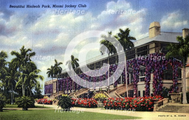 'Beautiful Hialeah Park, Miami Jockey Club', Florida, USA, 1940. Artist: GW Romer