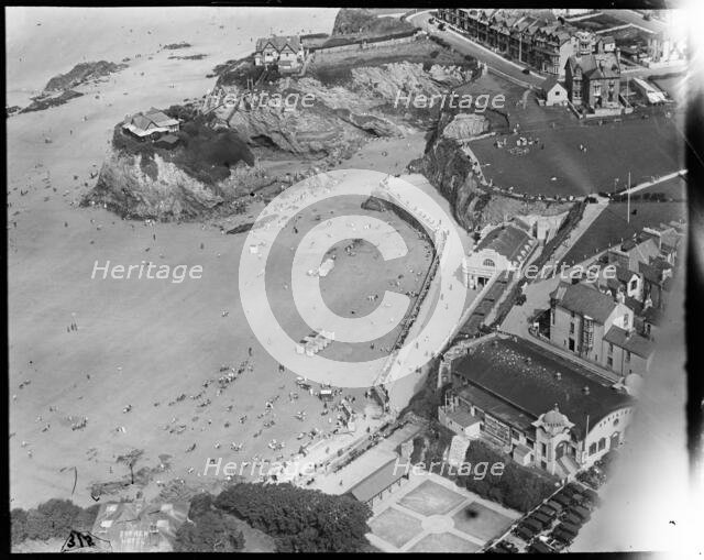 Towan Promenade and Towan Beach, Newquay, Cornwall, c1930s. Creator: Arthur William Hobart.