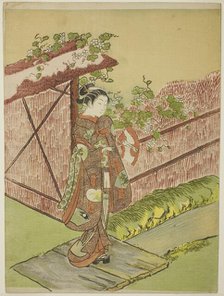 Meeting her Lover (parody of the Yugao chapter of "Tale of Genji"), c. 1766. Creator: Suzuki Harunobu.