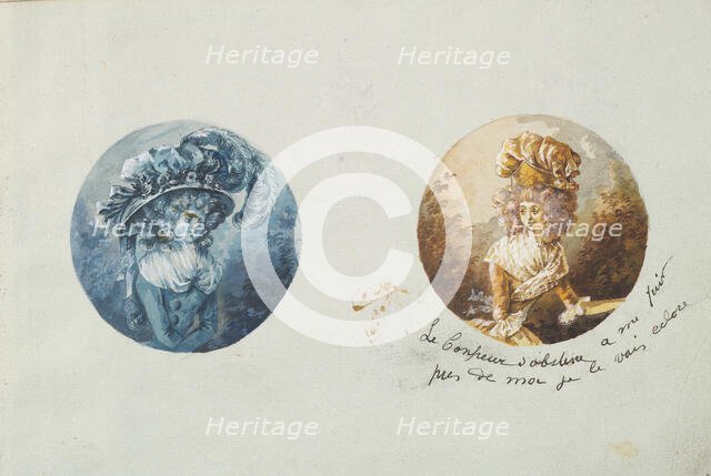 Two Costume Designs or Portrait Types, ca. 1785-90. Creator: Anon.