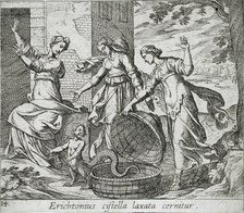 Erichthonius Released from His Basket, published 1606. Creators: Antonio Tempesta, Wilhelm Janson.