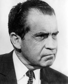 Richard Nixon during the campaign to win the Republican presidential nomination, Miami, 1968. Artist: Unknown