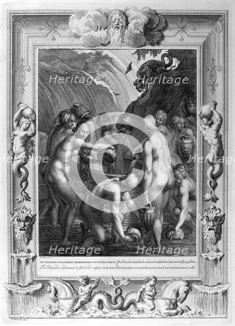 The Danaides condemned to fill bored vessels with water, 1733. Artist: Bernard Picart