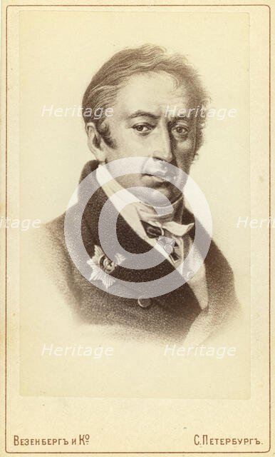Nikolai Mikhailovich Karamzin, head-and-shoulders portrait, facing..., between 1880 and 1886. Creator: Unknown.