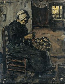 Peasant Woman Peeling Potatoes, 1875-1922. Creator: Suze Robertson.