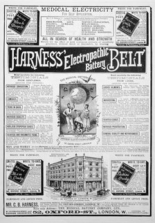 Harness Electropathic Battery Belt advert, 1893. Artist: Unknown