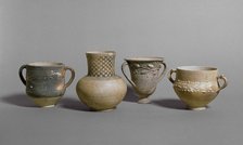 Barbotine cups and small jar, Meroitic Period, c400BC-c 400. Artist: Unknown.