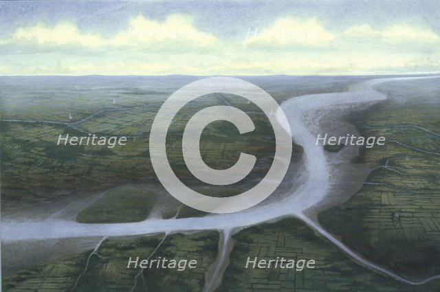 Prehistoric Central London, looking south-west, c30 BC. Artist: Frank Gardiner