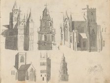 Exterior of churches and church towers, 1822-1893. Creator: Willem Troost II.