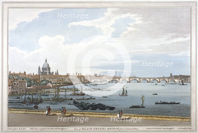 Blackfriars Bridge, London, 1795. Artist: Joseph Constantine Stadler